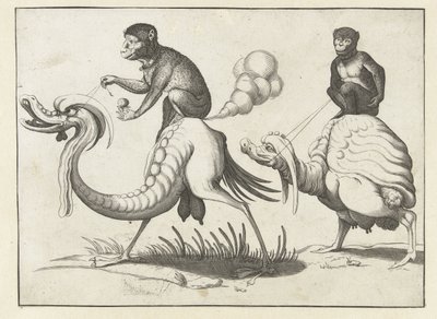 Zwei Monster, geritten von Affen von Anonymous