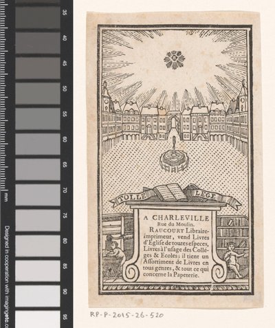 Visitenkarte von Jean-Baptiste-François Raucourt, Buchhändler und Drucker in Charleville von Anonymous