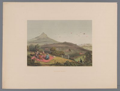 Vliegergevechten in een Japans heuvellandschap (Souvenir du Japon vues d