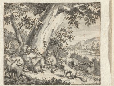 Fuchs, der seinen Schwanz schneiden ließ (Entwürfe für Illustrationen für eine Ausgabe von Jean de la Fontaine
