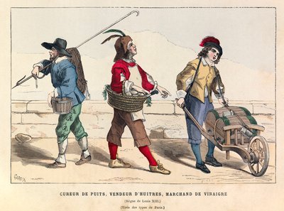 Ein Brunnenschütze, ein Austernverkäufer und ein Essigverkäufer in Paris zur Zeit von König Ludwig XIII. von Anonymous Anonymous