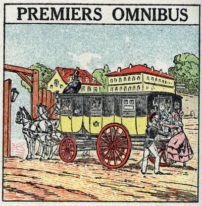 Tierische Traktion: Erster Omnibus, der in Frankreich unter Karl X. (1824-1830) erschien. von Anonymous Anonymous
