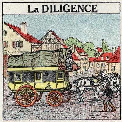 Tierzug: Die Postkutsche. Anonyme Illustration von 1925. Private Sammlung. von Anonymous Anonymous
