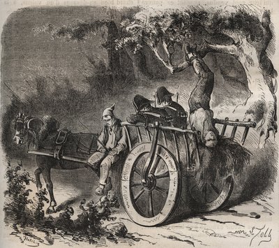 Kühne Flucht eines Sträflings aus dem Toulon-Bagne im 19. Jahrhundert. Gravur in „Histoire des bagnes depuis leur création à nos jours“ (1877) von Pierre Zaccone (1817-1895). Private Sammlung. von Anonymous Anonymous