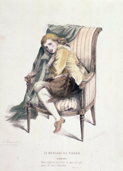 Cherubino, Figur in Le nozze di Figaro, Oper von Mozart (1837) von Anonymous Anonymous