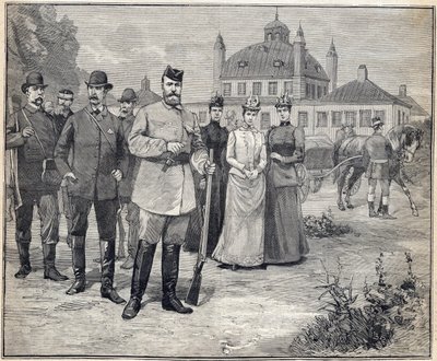 Auf der Jagd: Zar Nikolaus II. von Russland (1868-1918) in Fredensborg, Dänemark. Gravur in Le Petit Parisien 1893 von Anonymous Anonymous