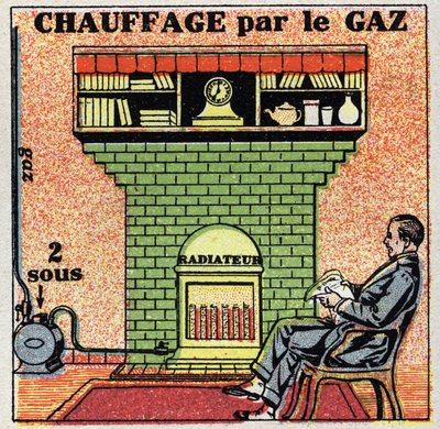 Hausheizung: Gasheizung. Anonyme Illustration von 1925. Private Sammlung von Anonymous Anonymous