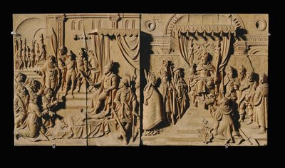 Acht geschnitzte Reliefs, Kirschholz von Anonymous Anonymous