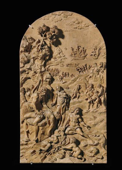 Acht geschnitzte Reliefs, Kirschholz von Anonymous Anonymous