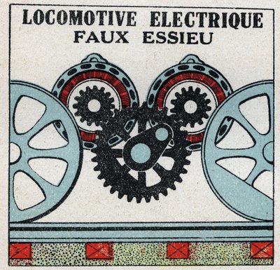 Elektrische Eisenbahnen: falsche Achse einer Elektrolokomotive. Anonyme Illustration von 1925. Private Sammlung. von Anonymous Anonymous