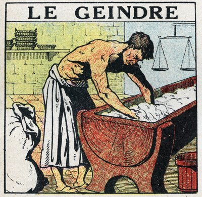 Elektrische Werkzeuge: das Wimmern oder der Assistent des Bäckers, dessen Beruf es war, den Teig zu schälen, bevor elektrische Knetmaschinen erfunden wurden. Anonyme Illustration von 1925. Private Sammlung. von Anonymous Anonymous