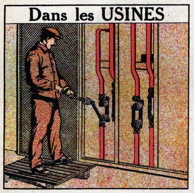 Elektrische Leitungen: Rohrleitungen in Anlagen. Anonyme Illustration von 1925. Private Sammlung. von Anonymous Anonymous