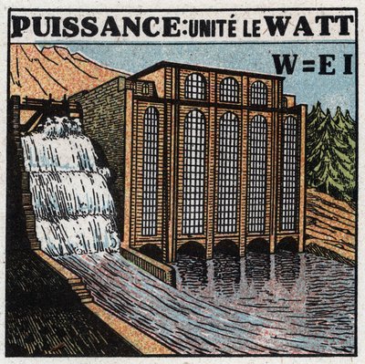 Elektrische Einheiten: Watt zur Messung elektrischer Leistung. Anonyme Illustration von 1925. Private Sammlung. von Anonymous Anonymous