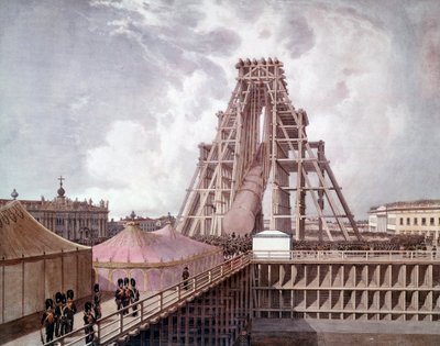 Errichtung der Säule Alexanders I. auf dem Palastplatz (St. Petersburg) von Anonymous Anonymous