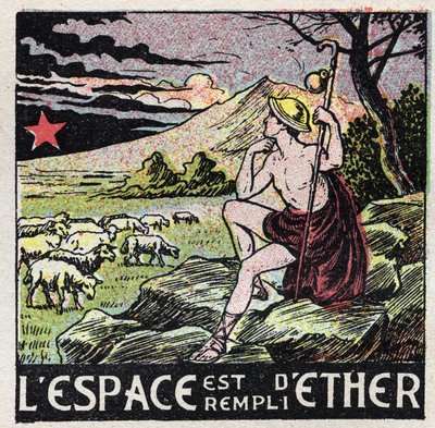 Äther (Material): der Raum ist mit Äther gefüllt. Ein Hirte aus der Antike betrachtet den Himmel. Anonyme Illustration von 1925. Private Sammlung. von Anonymous Anonymous
