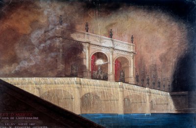 Feuerwerk von Claude Ruggieri in Paris am 15.08.1807 (nach einem anonymen Gemälde) von Anonymous Anonymous
