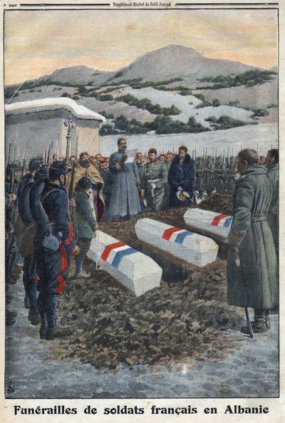 Erster Weltkrieg 1914-1918. Beerdigung französischer Soldaten in Albanien. In „Le Petite Journal“ von Anonymous Anonymous