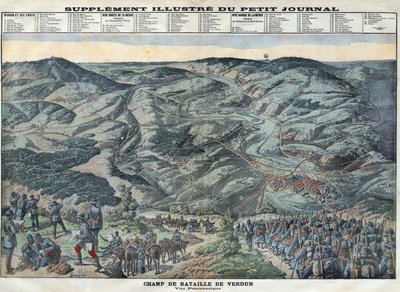 Erster Weltkrieg 1914-1918. Gesamtansicht des Schlachtfeldes von Verdun vom 21. Februar bis 19. Dezember von Anonymous Anonymous