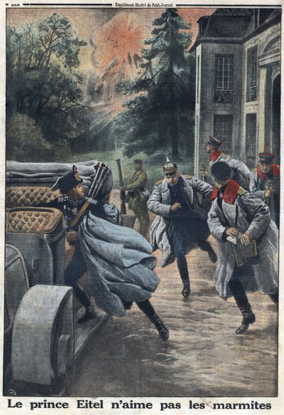 Erster Weltkrieg 1914-1918. Prinz Eitel Friedrich von Preußen (1883-1942) floh bei Annäherung der englischen Armee in die Stadt Coulommiers. In „Le Petite Journal“, am 1.10.1916. Private Sammlung von Anonymous Anonymous
