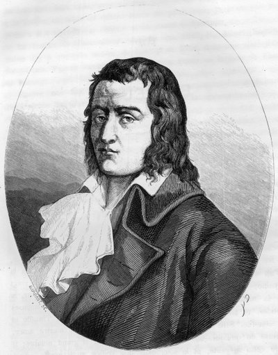 Französische Revolution: „Porträt von Francois Babeuf dit Gracchus (1760-1797) französischer Revolutionär - Gravur von 1863 in „Le Livre Rouge - Histoire De L
