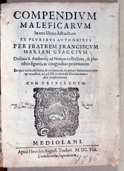 Frontispiz des Compendium maleficarum von Guazzo über Dämonologie und Hexerei (Gravur) von Anonymous Anonymous