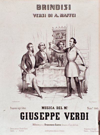 Frontispiz der Partitur von Brindisi von Giuseppe Verdi nach der Poesie von Andrea Maffei von Anonymous Anonymous