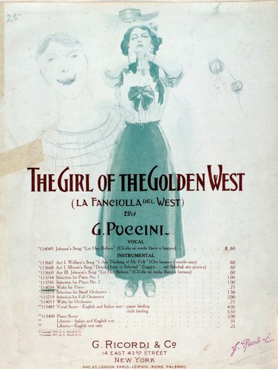 Frontispiz der Partitur von „Das Mädchen aus dem goldenen Westen“ von Puccini von Anonymous Anonymous