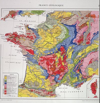 Geografische Karte: Geologisches Frankreich - Atlas der 1950er Jahre. von Anonymous Anonymous