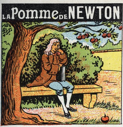 Gravitation: Newtons Apfel. Isaac Newton (1642-1727) beobachtet einen fallenden Apfel und entdeckt die Gesetze der Erdanziehung. von Anonymous Anonymous