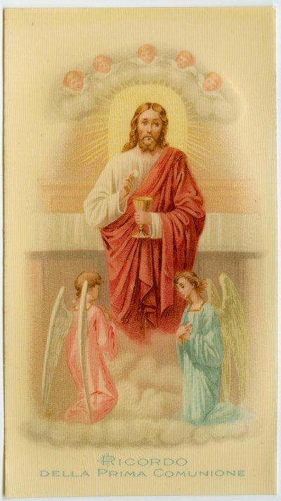 Heiliges Bild: Erste Kommunion, Jesus hält die Hostie von Anonymous Anonymous