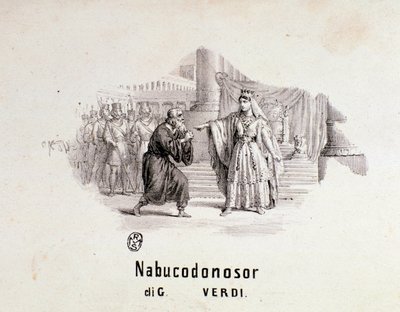 Illustriertes Frontispiz der Partitur von Nabucco, Oper von Giuseppe Verdi von Anonymous Anonymous