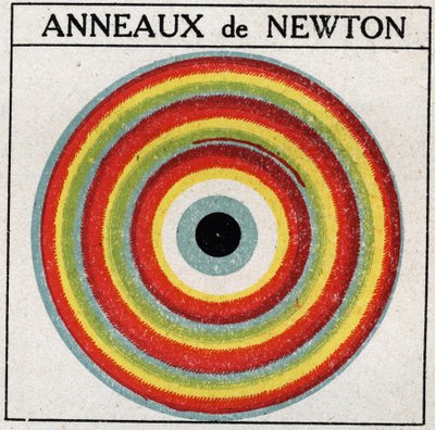 Interferenzen: Ringe von Isaac Newton (1642-1727). Anonyme Illustration von 1925. Private Sammlung. von Anonymous Anonymous