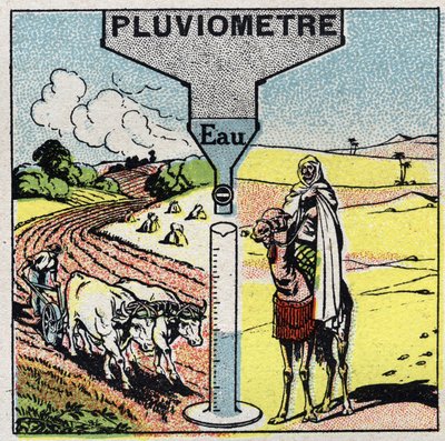 Meteorologie: Einfluss von Regen auf das Klima, Nutzung von Regen. Anonyme Illustration von 1925. Private Sammlung. von Anonymous Anonymous