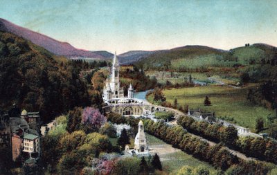 Übersicht der Basilika und des Kalvarienbergs in Lourdes - Hautes Pyrenees (65) um 1900 von Anonymous Anonymous