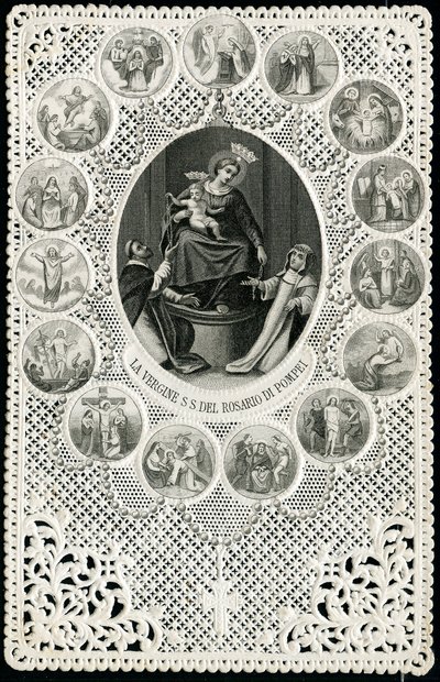 Andachtsbild: Unsere Liebe Frau vom Rosenkranz von Pompei (Stich) von Anonymous Anonymous