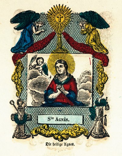 Andachtsbild: Heilige Agnes. Gravur des 19. Jahrhunderts von Anonymous Anonymous