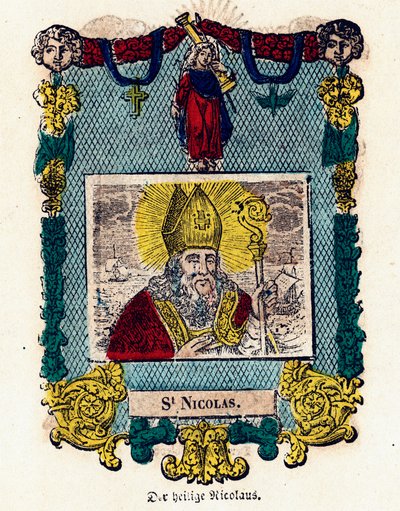 Andachtsbild: Heiliger Nikolaus. Gravur des 19. Jahrhunderts. Private Sammlung von Anonymous Anonymous