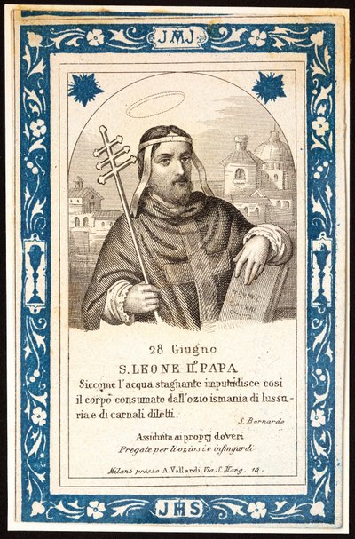 Papst Heiliger Leo (Leone) II (7. Jahrhundert) Frommes Bild. Postkarte. Anfang des 20. Jahrhunderts. Privatsammlung von Anonymous Anonymous