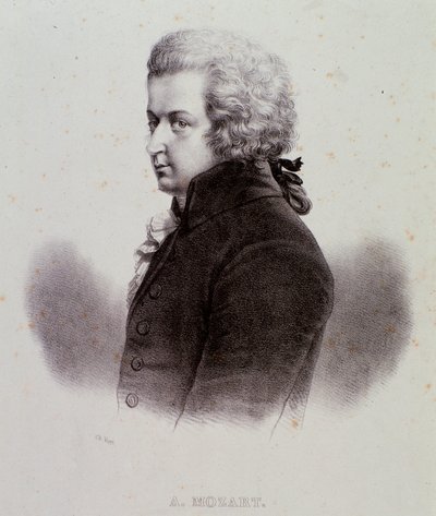Porträt des österreichischen Komponisten Wolfgang Amadeus Mozart (1756-1791) Gravur. 19. Jahrhundert. Mailänder Privatsammlung von Anonymous Anonymous
