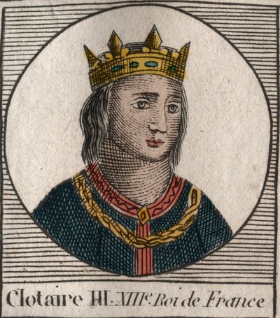 Porträt von Chlothar III. (652-673), König von Neustrien und Burgund - Gravur aus „Anleitung zur Geschichte Frankreichs“ von Charles Constant Le Tellier 1821 von Anonymous Anonymous