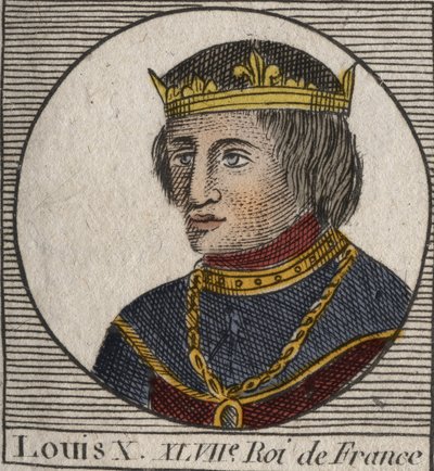 Porträt von Ludwig X. der Hutin (1289 - 1316), König von Frankreich - Ludwig X. (1289-1316) der Eigensinnige, König von Frankreich und Navarra - Gravur aus „Instruction sur l