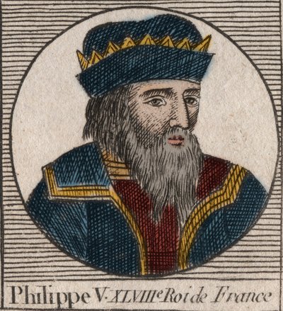 Porträt von Philipp V. der Lange (1294-1322), König von Frankreich - Gravur aus „Anleitung zur Geschichte Frankreichs“ von Charles Constant Le Tellier 1821 von Anonymous Anonymous