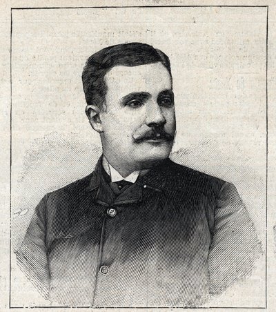 Porträt von Pierre Decourcelle, französischer Schriftsteller (1856-1926). Gravur in 