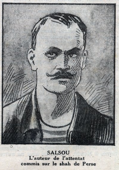 Porträt des Anarchisten Francois Salsou, der den Anschlag auf den Schah von Persien Muzaffar ad Din in Paris am 2. August verübte von Anonymous Anonymous