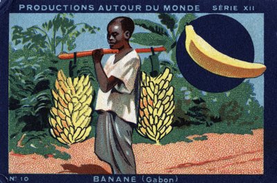 Produktionen rund um die Welt: Banane in Gabun. Chromolithographie von 1933 im „Joseph-Milliat Album“. von Anonymous Anonymous