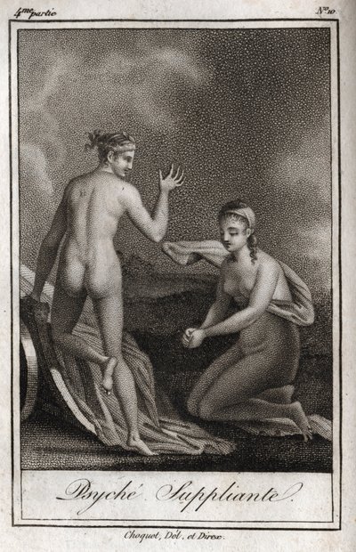 Psyche bettelt. Gravur von 1819 in „Lettres à Emilie sur la mythologie“ von Charles Albert Demoustier (1760-1801). Privatsammlung. von Anonymous Anonymous
