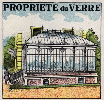 Strahlung und Leitfähigkeit: Ein Glashaus nutzt eine der Eigenschaften von Glas, um für Lichtwärme transparent und für Dunkelwärme undurchsichtig zu sein. Anonyme Illustration von 1925. Private Sammlung. von Anonymous Anonymous