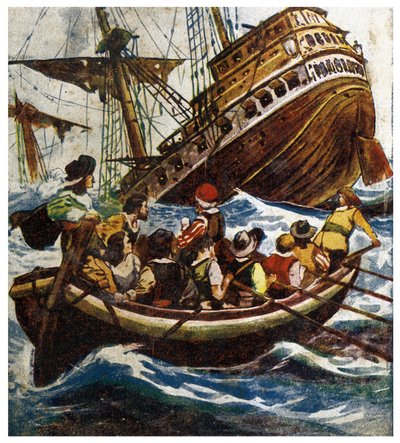 Untergang der Petrel. Illustration aus "Abenteuer von Morgan dem Piraten" 1908 von Anonymous Anonymous