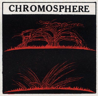 Spektralanalyse: Zusammensetzung der Sonne. Die Gasatmosphäre der Sonne wird Chromosphäre genannt. Anonyme Illustration von 1925. Private Sammlung. von Anonymous Anonymous