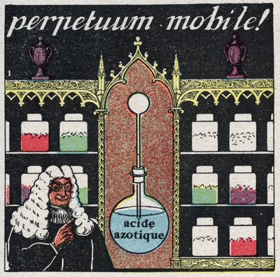 Temperatur und Ausdehnung: Das „mobile perpetuum“, das erste Thermometer, das im 16. Jahrhundert von Apothekern verwendet wurde. Anonyme Illustration von 1925. Private Sammlung. von Anonymous Anonymous
